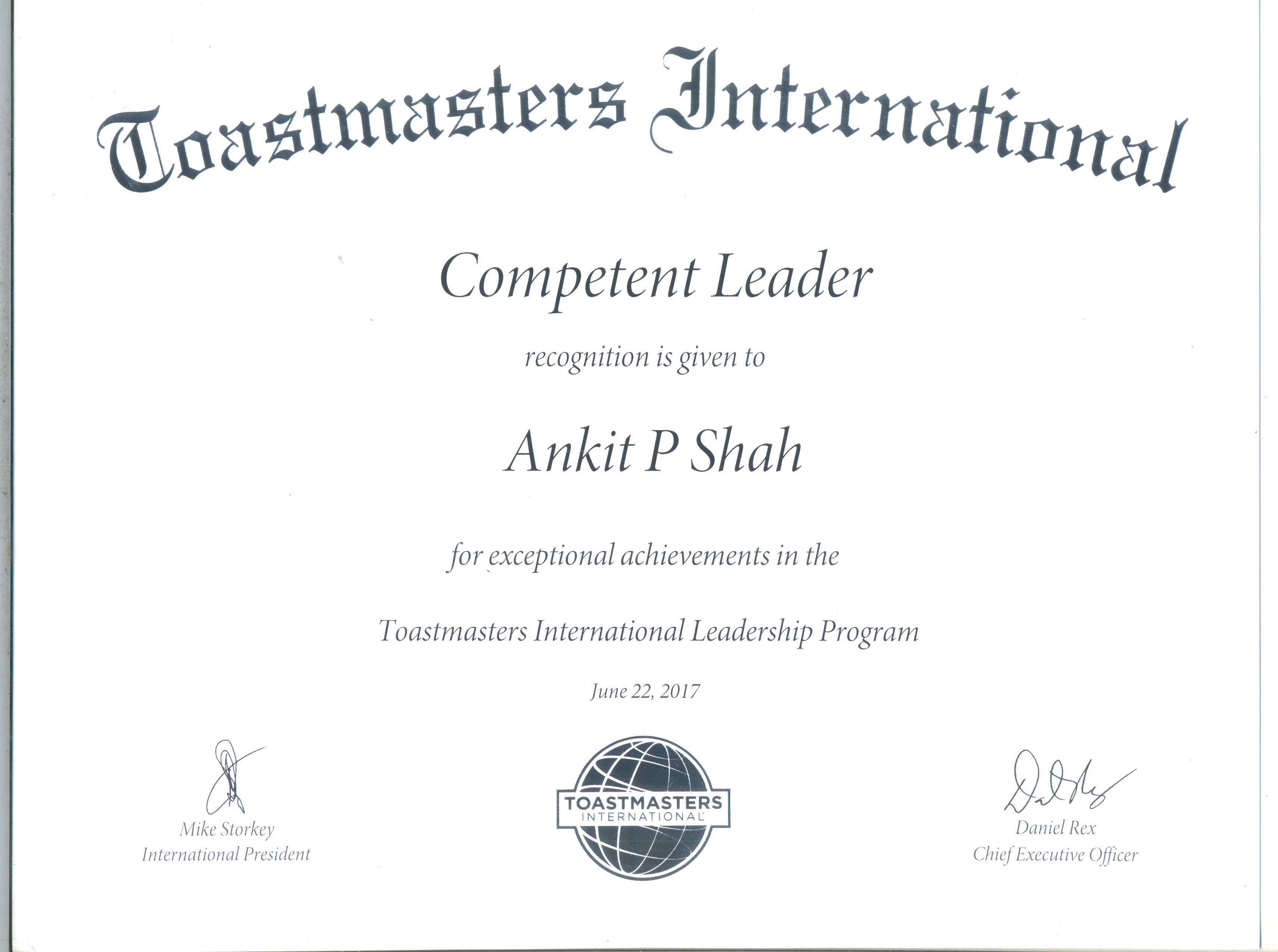 Toastmasters International Leadership Pro Certificate